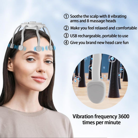 Hair Scalp Massager with 8 Vibrating Contacts